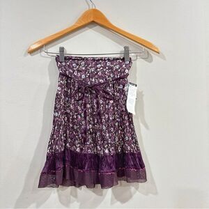 Sisley Girls Floral Ruffle Skirt Size 5/6 (120) Purple Boho Cottagecore NWT